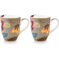 Pip studio Mok Home Mug Large Blooming Tales Fantasy Khaki (Set van 2)