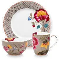 Pip studio Servies Home Breakfast Set Blooming Tales Fantasy Khaki (Set van 3)