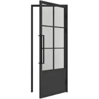 Inova Porte complète Intérieure en verre avec cadre - 83x204 - Noir - Transparent - 6 Carreaux - droit