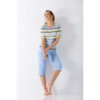 Hajo dames pyjama blauw en strepen - Blauw - Maat - 36/38