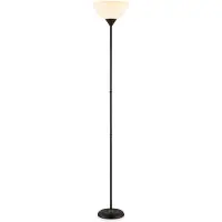 Home Sweet Home Moderne E27 LED Vloerlamp - 28/28/173.5 cm - Zwart - Metalen Staande Lamp met Wit Lampenkap - Geïntegreerde LED 4W 806Lm 2700K - Voor Kantoor en Slaapkamer - met schakelaar