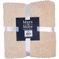 Mars & More , geruite deken met visgraatpatroon, beige, 140x200 cm