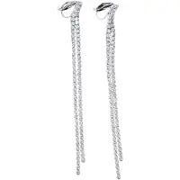 Charme Bijoux Klem oorbellen -strass -zilverkleur -9 cm- geen gaatje-