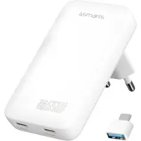 4smarts USB-oplader 65 W 2x USB-C, USB-A Quick Charge, USB PD Wit Binnen GaN, USB Power Delivery (USB-PD)