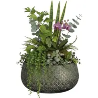 Mica Decorations Bloempot Madeira - 27x27x13 cm - Terracotta - Groen