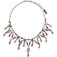 Behave Ketting goudkleur met multi kleurige stenen – 40 cm mode-accessoire