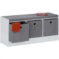 Relaxdays opbergbank met 3 lades - 46 x 102 x 32 cm - halbank - wit-grijs