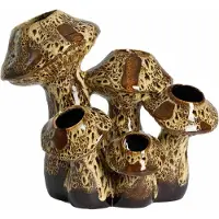 Light & Living Vaas Mushroom - Donkerbruin - 31.5x20.5x27.5cm - Keramiek - Modern - Bloemenvaas - Woondecoratie - Decoratieve vaas voor woonkamer of slaapkamer