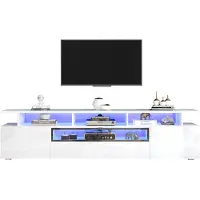 MODFU TV-meubel 180x38x45 cm van spaanplaat met hoogglans front, modern, 2 kasten, 1 lade en LED