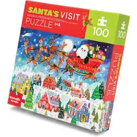 Crocodile Creek kerst puzzel 100 stukjes - Santa's visit - duurzaam speelgoed.