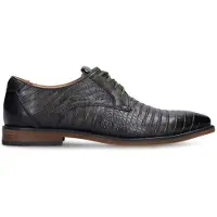 Manfield Donkergroene leren croco veterschoenen | Maat 46