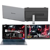 Blackview GamiBook8 Gaming Laptop (AMD Ryzen7 7735HS/16G/512G) + SCM8 15,3" Draagbare Monitor Set, HD Creatie & Gaming Accessoires (Laptop Tas/Muis/Toetsenbordstickers, Grijs)