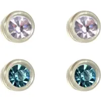 Charme Bijoux 2 paar- Allergievrije oorbellen -Kendra-Wit en Blauw 4 mm- kunststof-