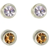 Charme Bijoux 2 Paar oorbellen -allergievrij -Kendra -Wit en Oranje 4 mm- kunststof-