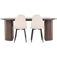 Ebuy24 Härön eethoek tafel 90x200cm en 4 velours stoelen mocca.