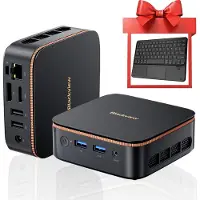 Blackview MP20 Mini PC - met QWERTY toetsenbord - 16 GB DDR4 - 512 GB M.2 SSD - AMD Ryzen 3 3300U - Tot 3,5GHz - WiFi 5 - Windows 11 Pro - 4K UHD Kleine PC - Gigabit Ethernet - Zwart