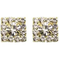 Charme Bijoux Magneet oorbellen Goudkleurig strass vierkant 10 mm