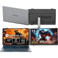 Blackview GamiBook8 Gaming Laptop (AMD Ryzen7 7735HS/32G/1TB) + SCM8 15,3" Draagbare Monitor Set, HD Creatie & Gaming Accessoires (Laptop Tas/Muis/Toetsenbordstickers, Grijs)