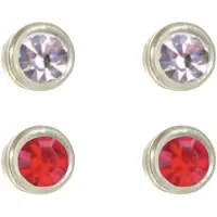 Charme Bijoux 2 paar -Allergievrije oorbellen - Kendra--Wit en Rood 4 mm- Kunststof-