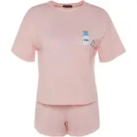 Trendyol Korte pyjama rosa / zwart / wit