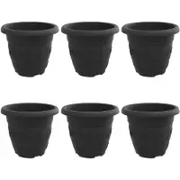vidaXL Ronde Bloempot 6 st Zwart Ø 22 x 18 cm Kunststof