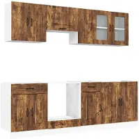 vidaXL 8-delige Keukenkastenset Kalmar bewerkt hout gerookt eiken