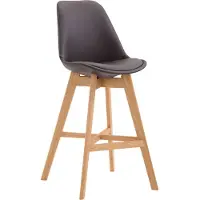 CLP Set van 2 barkrukken Cannes, bekleed met kunstleer, met rugleuning en voetsteun | Kleur: bruin | Frame: naturel
