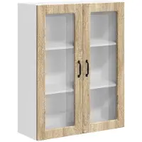 vidaXL Wandglas Kasten LUCCA Sonoma Eiken 80 x 31 x 100 cm