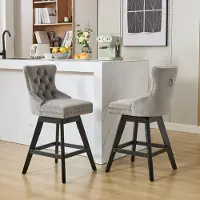 STILVORA Barkruk 360 Graden Draaibaar - Set Van 2 - Comfortabele Zitting Met Rugsteun - Voor Keuken En Thuisbar - Fluweel Grijs