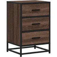 vidaXL Nachtkastje 40x34,5x60 cm bewerkt hout&metaal bruin eikenkleur