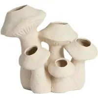 Light & Living Vaas Mushroom - Crème - 31.5x20.5x27.5cm - Keramiek - Modern - Bloemenvaas - Woondecoratie - Decoratieve vaas voor woonkamer of slaapkamer