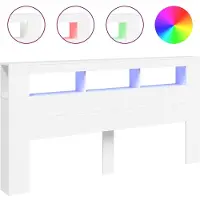vidaXL Hoofdeinde met LED 200x18,5x103,5 cm bewerkt hout wit