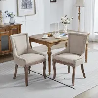 STILVORA Eetkamerstoel Set Van 2 - Hoge Rugleuning Met Stevige Ondersteuning - Comfortabele Zitting Met Veren - Chenille Beige