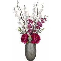 Mica Decorations Mica Bloemenvaas Madeira - hoog model - zilver - terracotta - 50 x 30 cm - schubbenpatroon