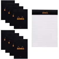 Rhodia Notitieblok - Schrijfblok - N13 - Gelijnd - 10,5x14,8 cm - 80g - zwart - 80 vel - 10 stuks