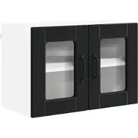 vidaXL Wandglas Kasten PORTO Zwart 60 x 31 x 40 cm Bewerkt hout