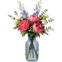 Gerimport bloemenvaas Arch - blauw - transparant - glas - 12 x 25 cm