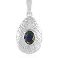 Cavill - Zilveren Hanger - 925 Sterling Zilver Geplatineerd - Mezezo Opaal 0 444 ct - Ovaal Druppelvormig - Elegant Juweel 28x14 mm