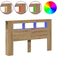 vidaXL Hoofdeinde met LED 160x18,5x103,5 cm hout artisanaal eikenkleur