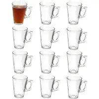 Gerimport Thee bekers / mokken - 12x stuks - glas - 255 ml - thee momentjes