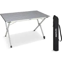 TRVLMORE Campingtafel - 120x70x70cm - Lichtgewicht met Aluminium Frame - Vouwtafel Verstelbaar - Kampeertafel - Klaptafel - Zwart