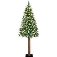 vidaXL Slanke Kerstboom Groen 180 cm PVC en massief dennenhout