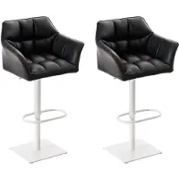 CLP Set van 2 barkrukken Damaso, kunstleer, draaibaar en in hoogte verstelbaar | Kleur: zwart, frame: wit