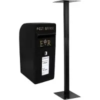 MonsterShop Engelse brievenbus + Paal - Zwart - 24x37x57 cm - afsluitbaar 2 x sleutel – 5 kg gewichtscapiciteit - waterbestendig - brievenbus standaard