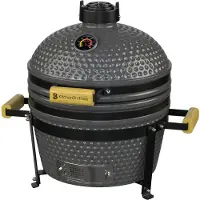 Kitchenbrothers Kamado BBQ - 16 Inch Houtskool Barbecue - 34⌀ cm - PFAS-vrij - Deluxe Set - Egg BBQ met Accessoires - Grijs