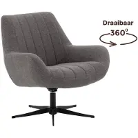 Goossens Fauteuil Kamille - Stof - Grijs