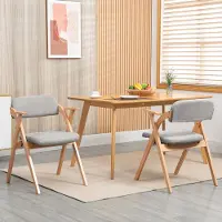 STILVORA Eetkamerstoel Set Van 2 - Inklapbaar Met Armleuningen - Stapelbaar Met Zachte Zitting - Voor Eetkamer Keuken Feest - Massief Hout Grijs