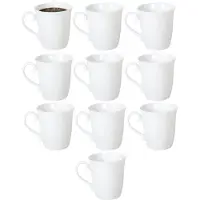Gerimport Koffie / thee mok - sierlijk - 10x stuks - wit - 310 ml - mokken - keramiek