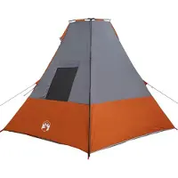 vidaXL Tipi Tent 6-persoons Waterdicht Grijs en Oranje taft