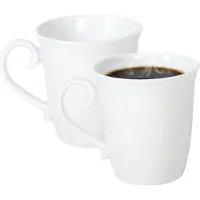 Gerimport Koffie / thee mok - sierlijk - 2x stuks - wit - 310 ml - mokken - keramiek